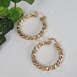 Gold Shimmer Cut Hoop Earrings
